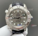 Super Clone Omega Seamaster Steel On Steel No Date Silver Face Black Rubber Strap 8806 Watch